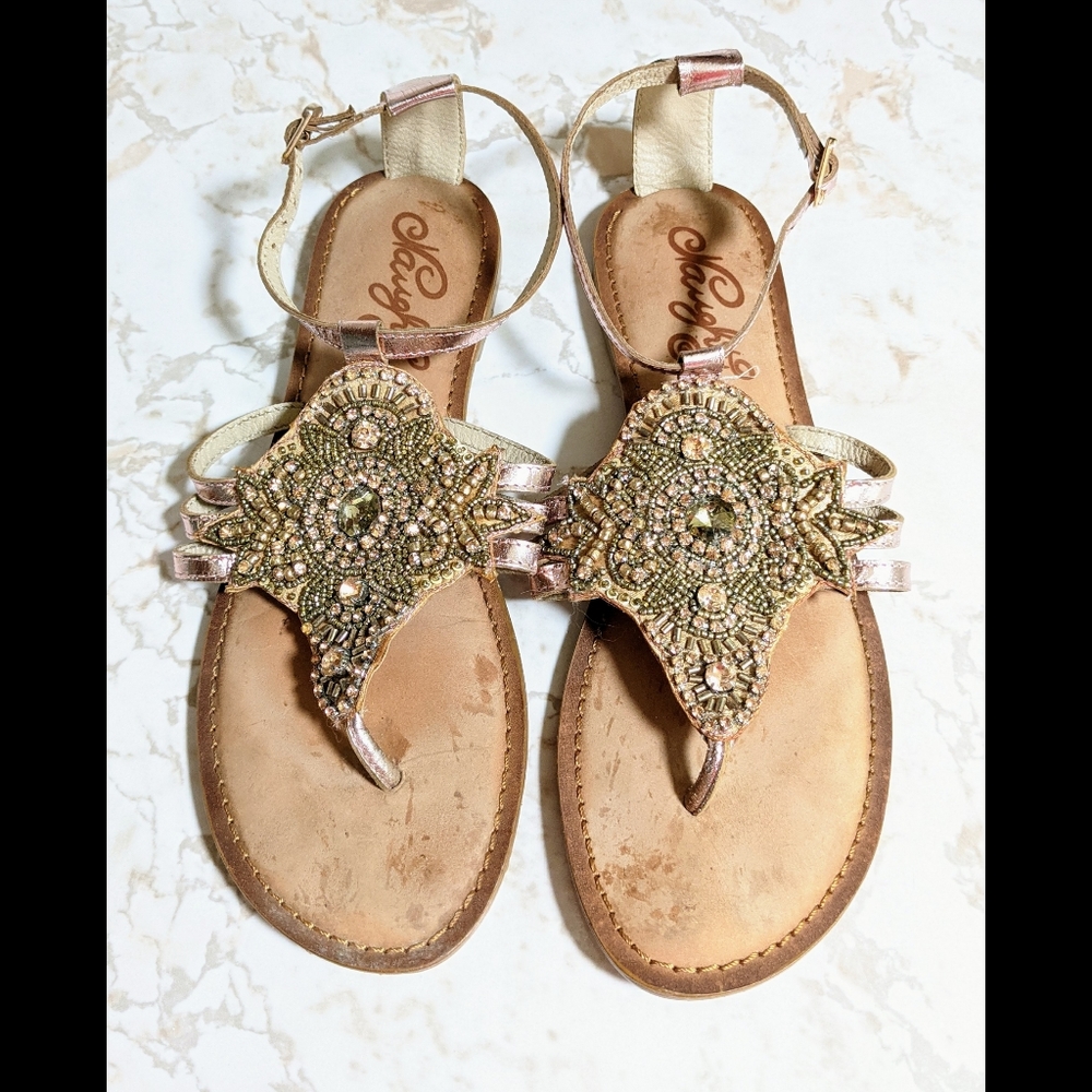 Naughty Monkey Rose Gold Leather Sandals
